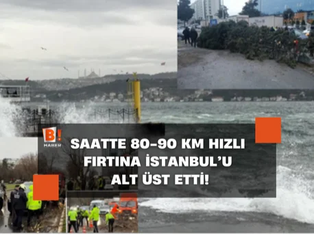 İstanbul'da 70-80 km hızla lodos fırtınası! Ağaçlar devrildi, çatılar uçtu..