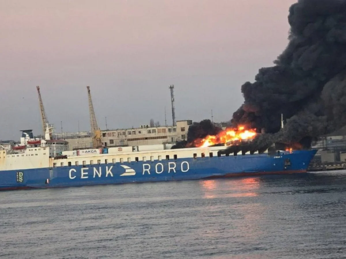 Tır taşımacılığı yapan Türk gemisi Odesa'da vuruldu