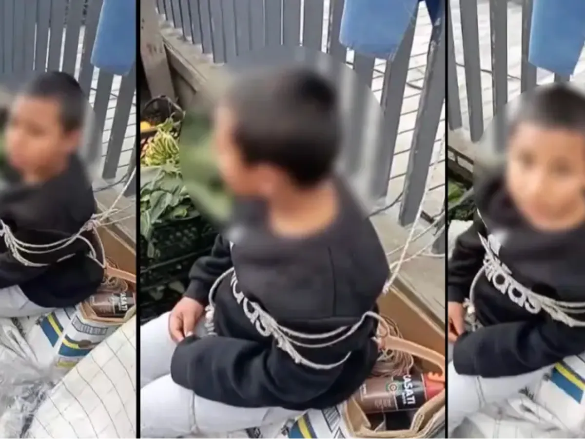 Eşofman çalan çocuğu iple bağladılar!